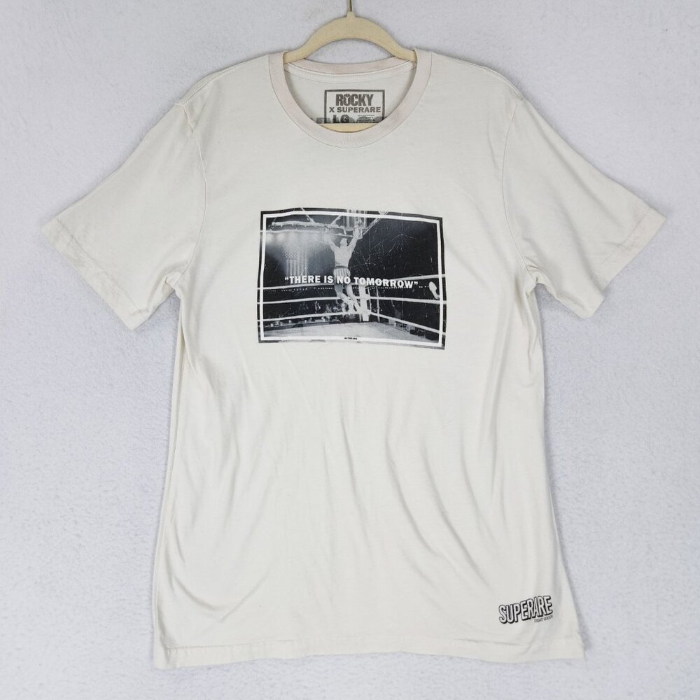Rocky X Superare Shirt Mens Large Off White There Is No Tomorrow Short Sleeve
